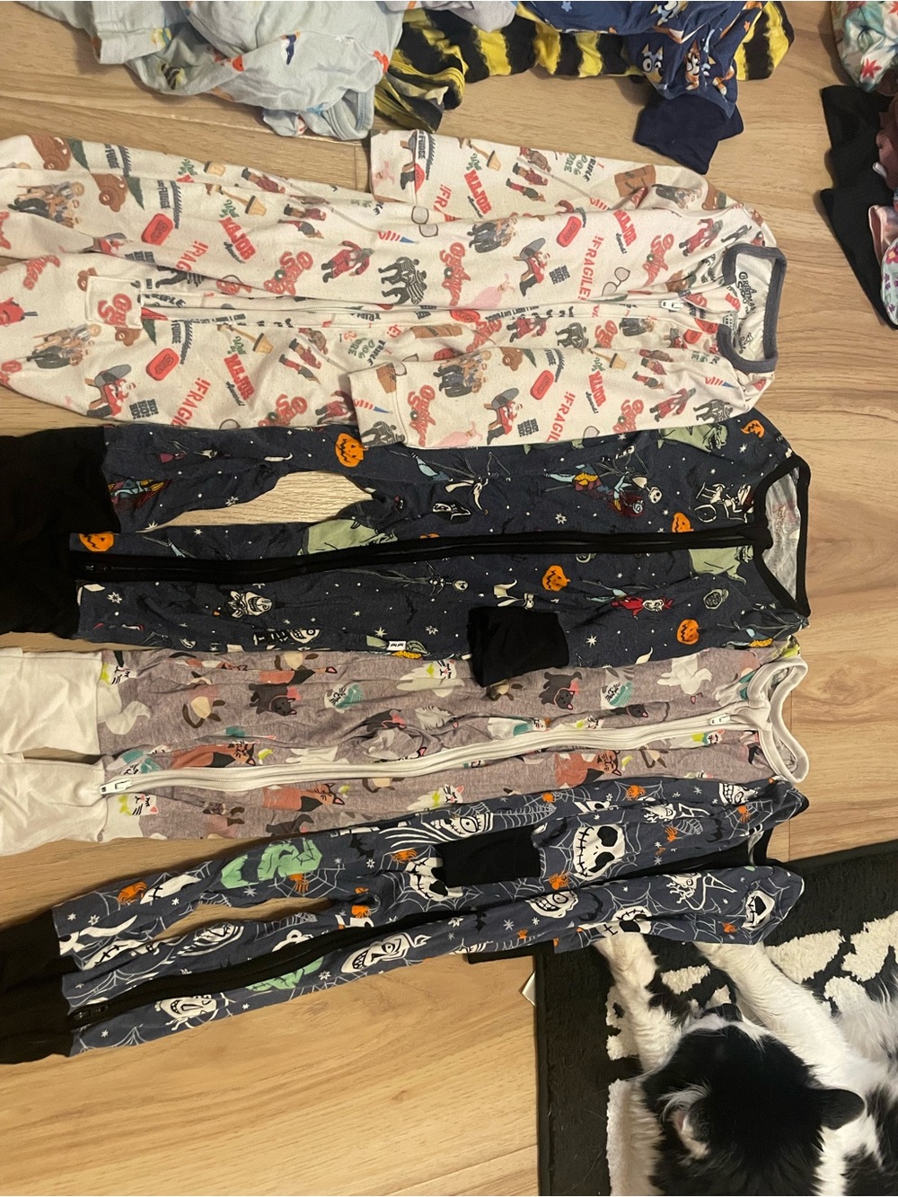 Little Sleepies Navy Halloween Print Toddler Zip Footless Pajamas